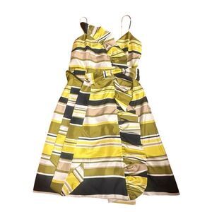 Milly Striped Yellow and Green Raffle Front Dress Size 2